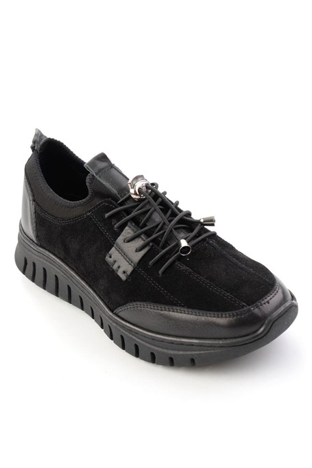 Siyah Süet Hakiki Deri Kadın Sneaker K01753000302