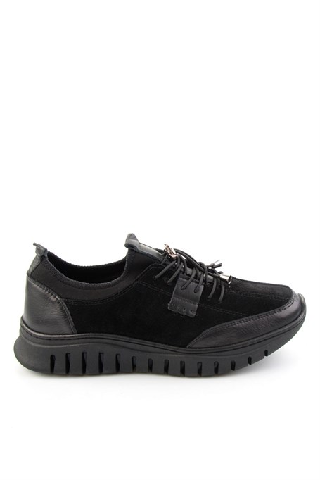 Siyah Süet Hakiki Deri Kadın Sneaker K01753000302