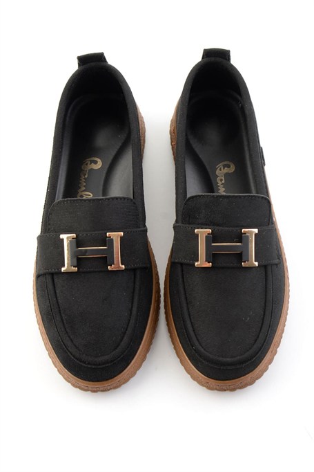Siyah Süet  Kadın Loafer Ayakkabı K01536105472