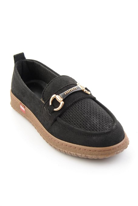 Siyah Süet  Kadın Loafer Ayakkabı K01536105272