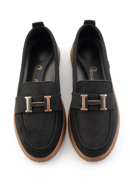 Siyah Süet  Kadın Loafer Ayakkabı K01536105472