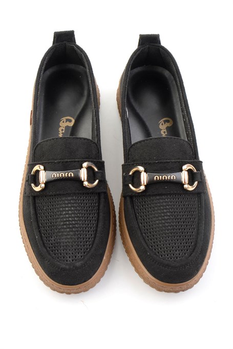 Siyah Süet  Kadın Loafer Ayakkabı K01536105272
