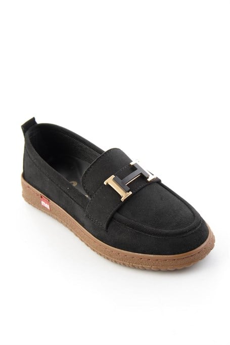Siyah Süet  Kadın Loafer Ayakkabı K01536105472