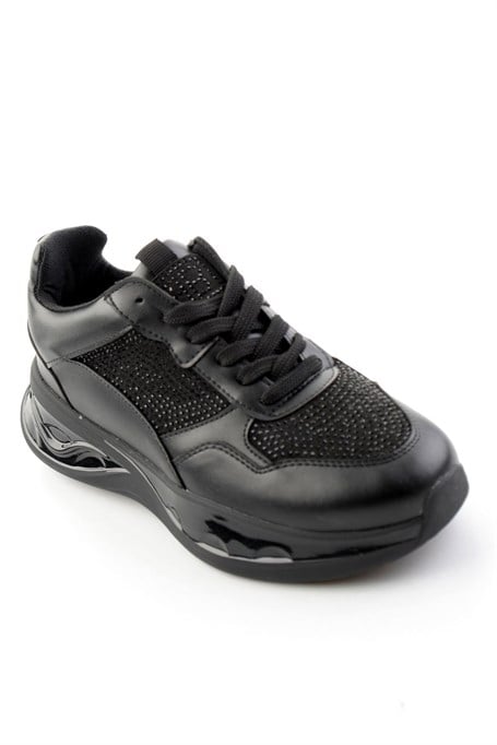 Siyah Taşlı  Kadın Sneaker K01228091587