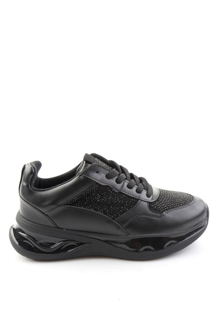 Siyah Taşlı  Kadın Sneaker K01228091587