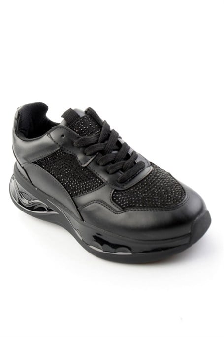 Siyah Taşlı  Kadın Sneaker K01228091587