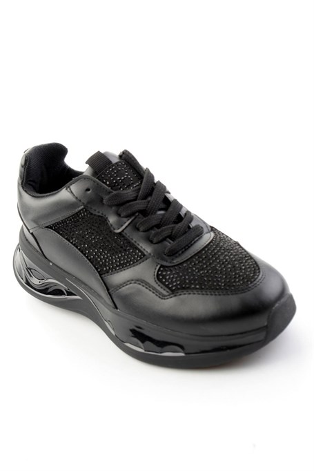 Siyah Taşlı  Kadın Sneaker K01228091587