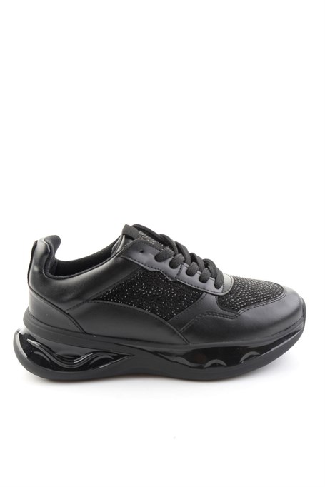 Siyah Taşlı  Kadın Sneaker K01228091587