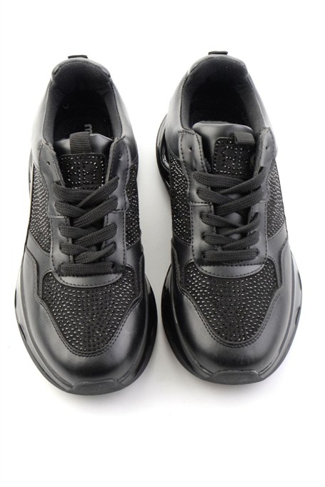 Siyah Taşlı  Kadın Sneaker K01228091587