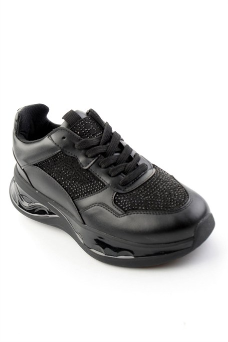 Siyah Taşlı  Kadın Sneaker K01228091587
