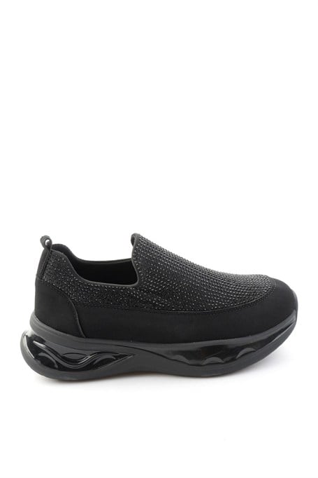 Siyah Taşlı  Kadın Sneaker K01228092220