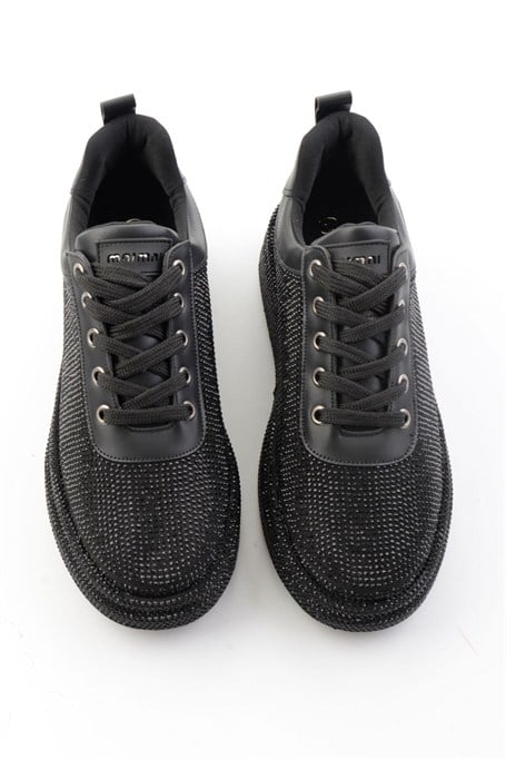 Siyah Taşlı  Kadın Sneaker K01313004287