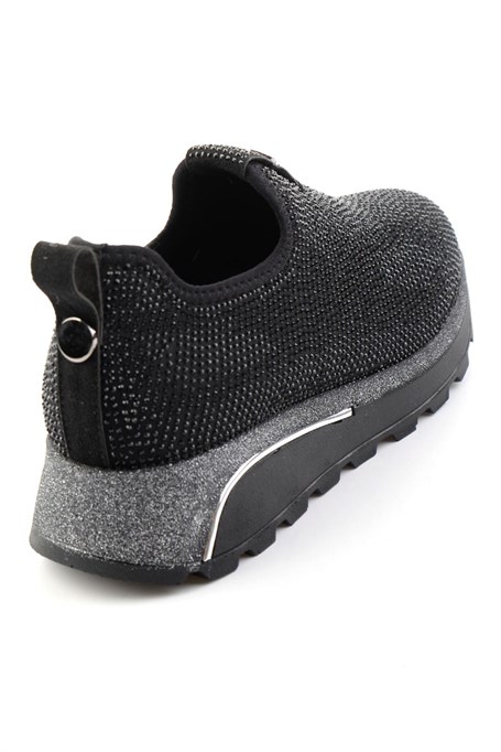 Siyah Taşlı  Kadın Sneaker K01834220087