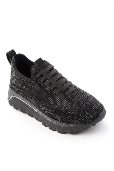 Siyah Taşlı  Kadın Sneaker K01834220187