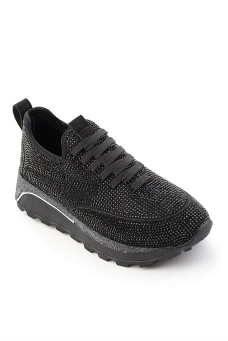 Siyah Taşlı  Kadın Sneaker K01834220187
