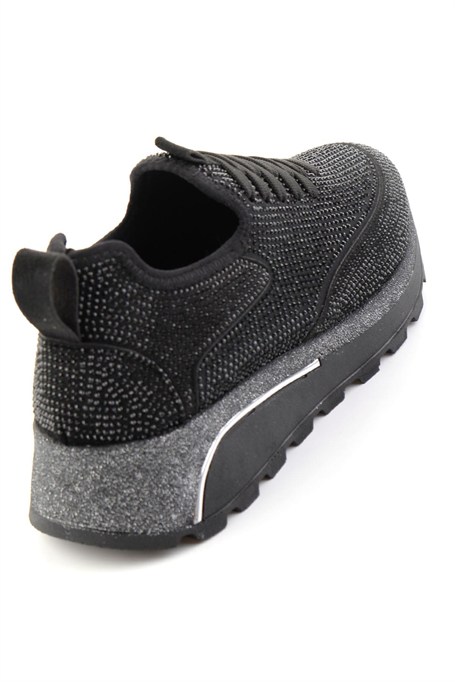 Siyah Taşlı  Kadın Sneaker K01834220187