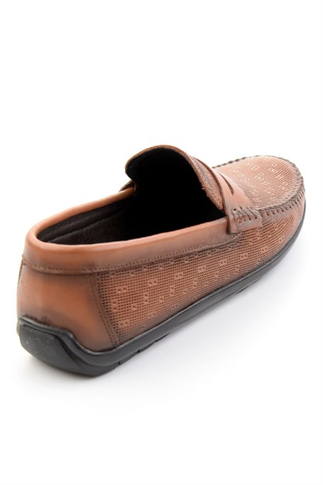 Taba Baskılı Hakiki Deri Erkek Loafer Ayakkabı E01697034003