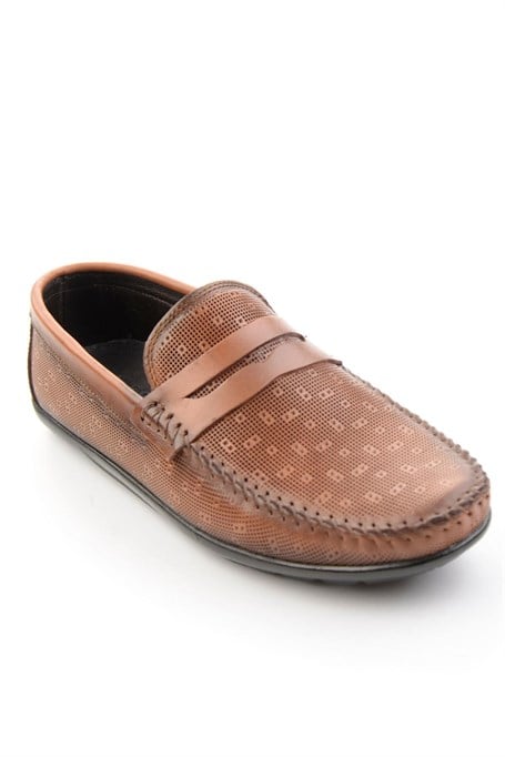 Taba Baskılı Hakiki Deri Erkek Loafer Ayakkabı E01697034003