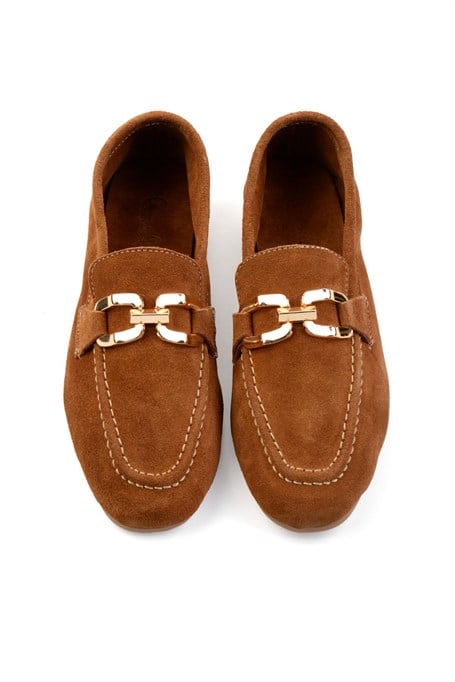 Taba Hakiki Deri Kadın Loafer Ayakkabı K01763071002