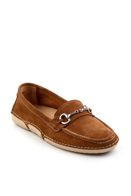 Taba Hakiki Deri Kadın Loafer Ayakkabı K01028130601