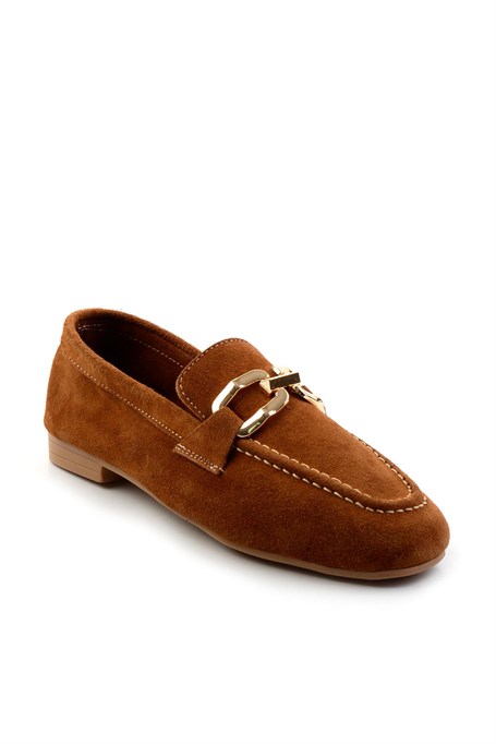 Taba Hakiki Deri Kadın Loafer Ayakkabı K01763071002