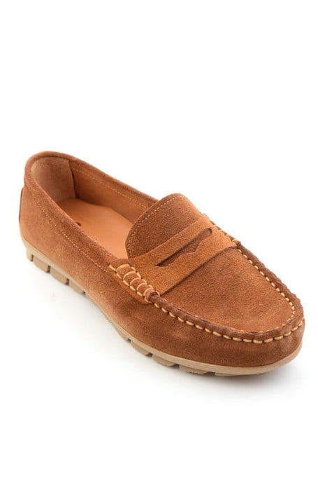 Taba Hakiki Deri Kadın Loafer Ayakkabı K01680000102