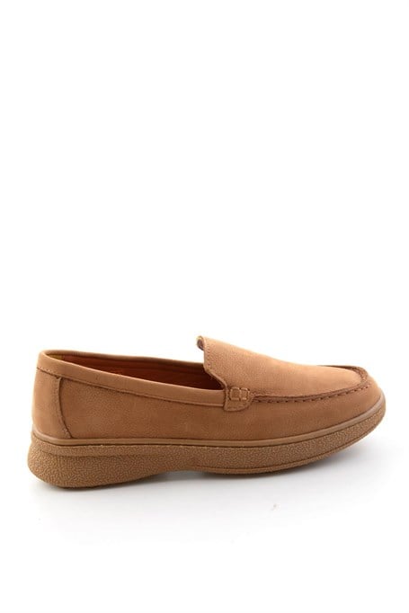 Taba Nubuk Hakiki Deri Kadın Loafer Ayakkabı K01007979401