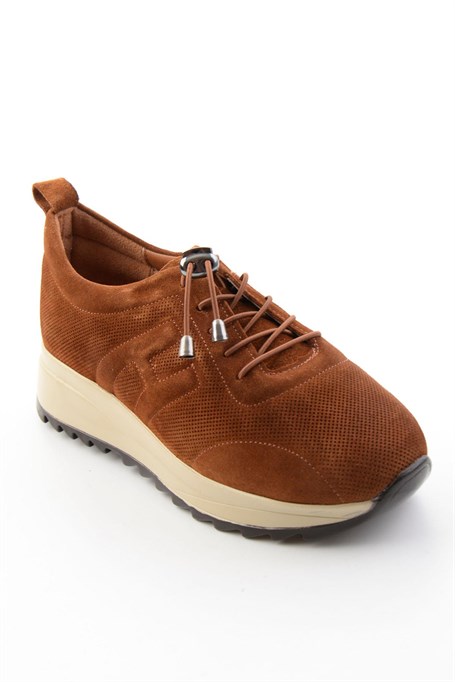 Taba Süet Hakiki Deri Kadın Sneaker K01756709302