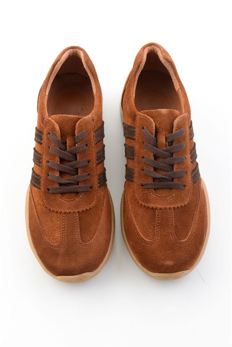 Taba Süet Hakiki Deri Kadın Sneaker K01756705602