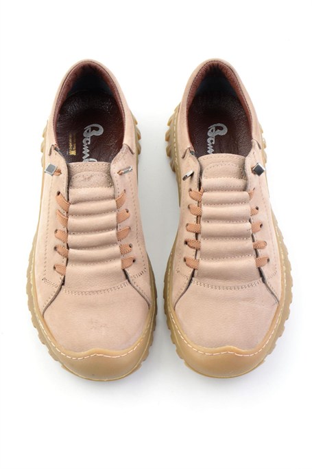 Vizon Nubuk Hakiki Deri Kadın Sneaker K01076100301