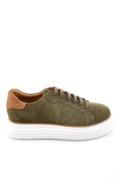 Yeşil Hakiki Deri Erkek Sneaker E01811256002