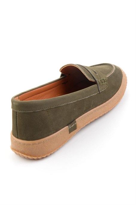 Yeşil Hakiki Deri Kadın Loafer Ayakkabı K01045050401