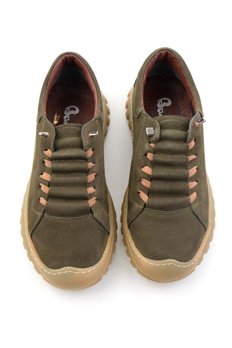 Yeşil Nubuk Hakiki Deri Kadın Sneaker K01076100301
