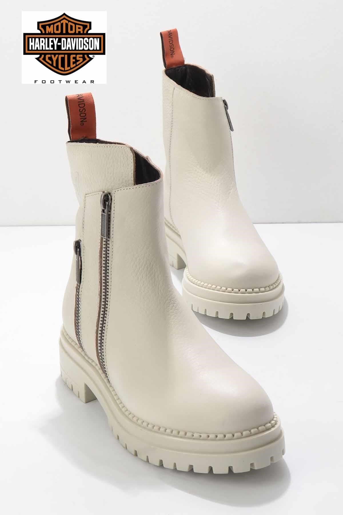 Beige Hakiki Deri Kadın Bot & Bootie HD0777003903