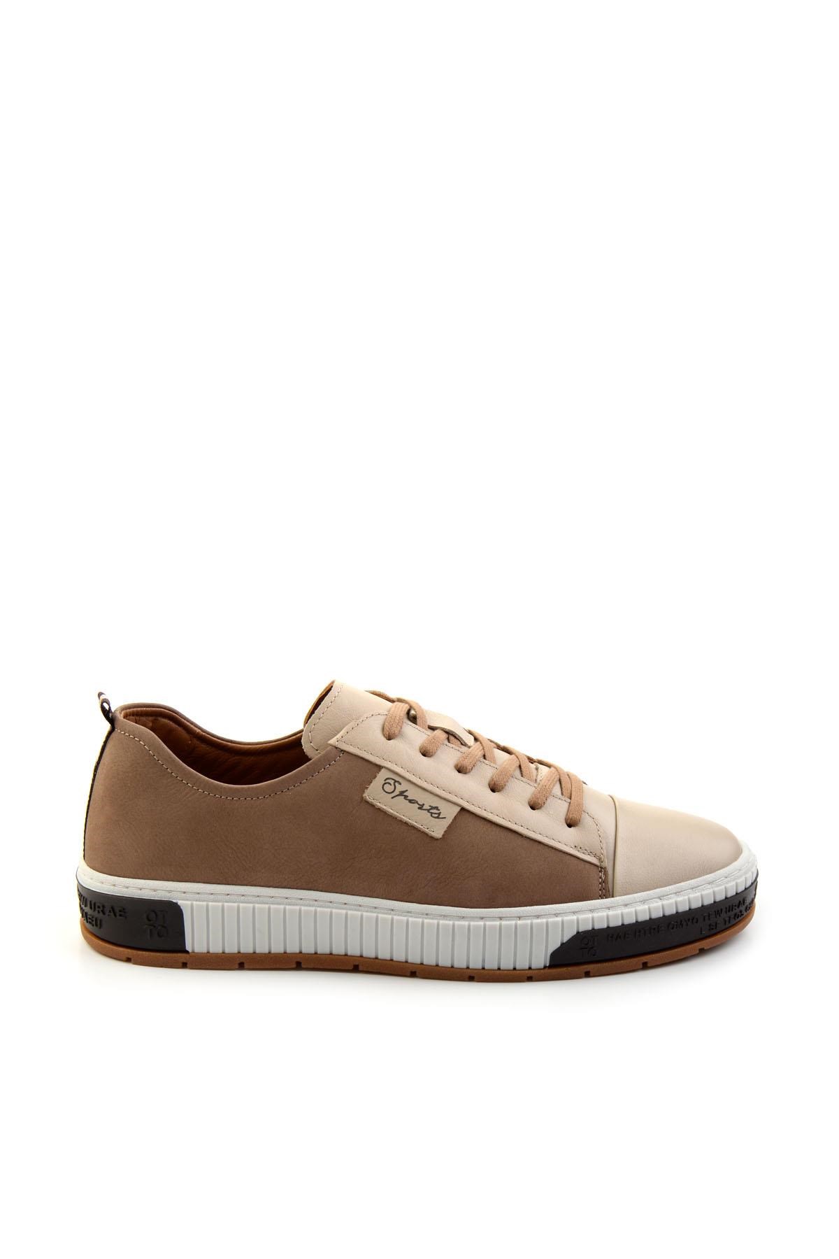 Bej Hakiki Deri Erkek Sneaker E01018033543