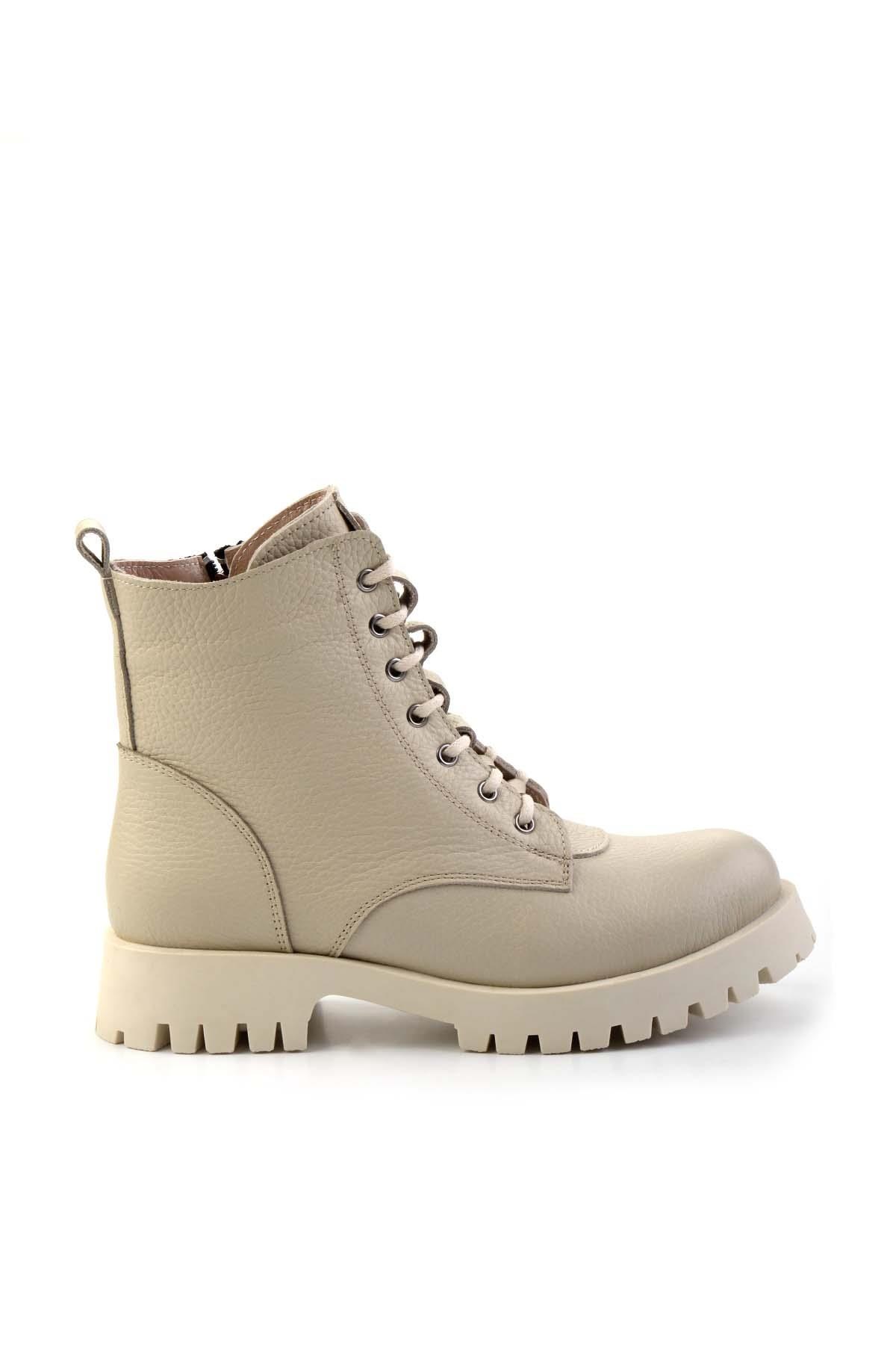 Bej Hakiki Deri Kadın Bot & Bootie K02028800803