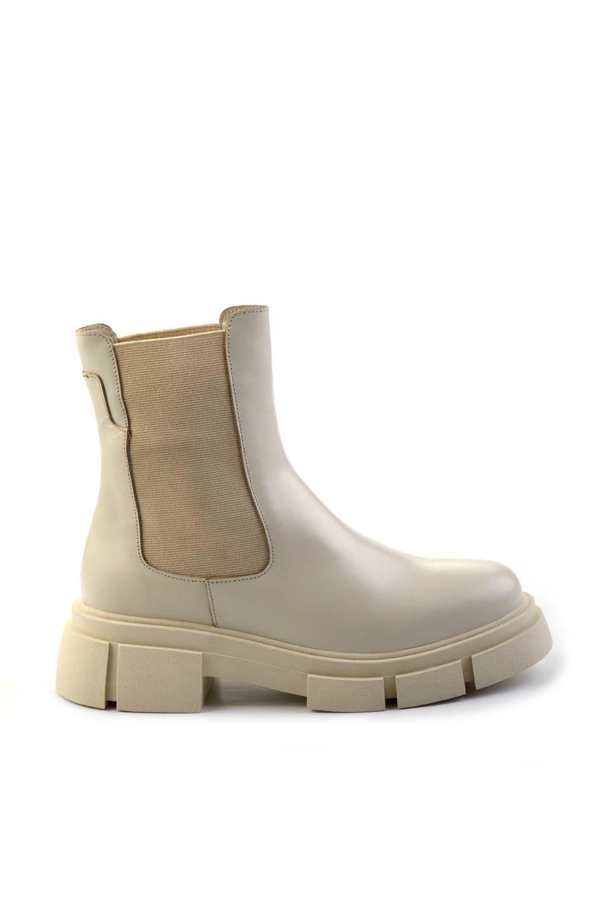 Bej Hakiki Deri Kadın Bot & Bootie K02060050003