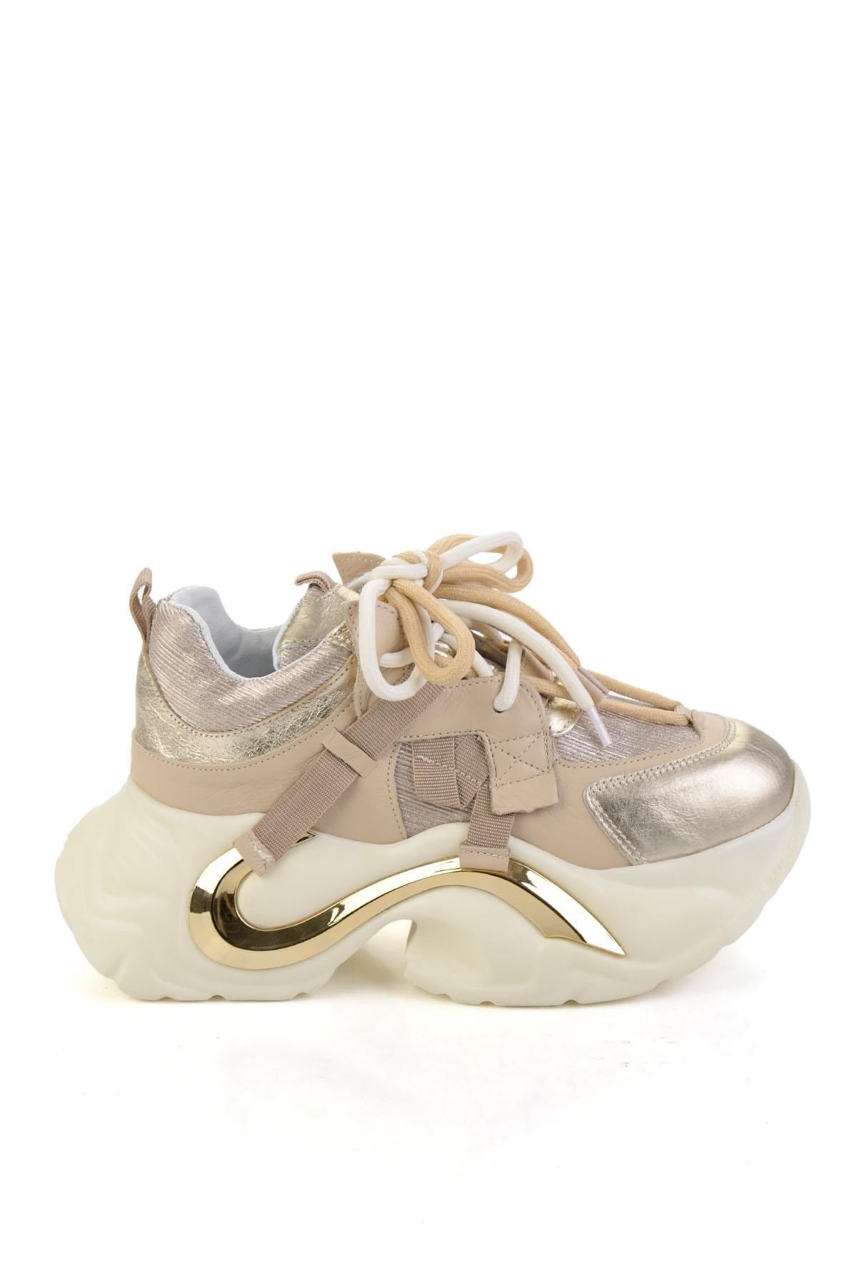Bej Hakiki Deri Kadın Sneaker K01480005303