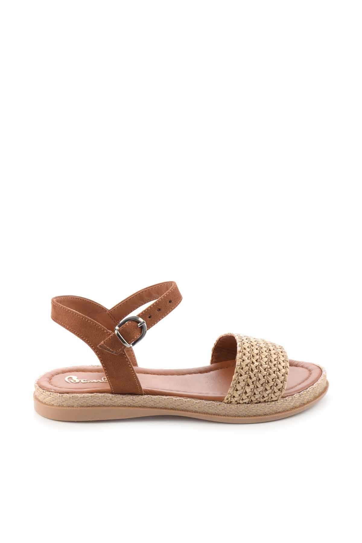 Bej Hasır  Kadın Sandalet K05891050028