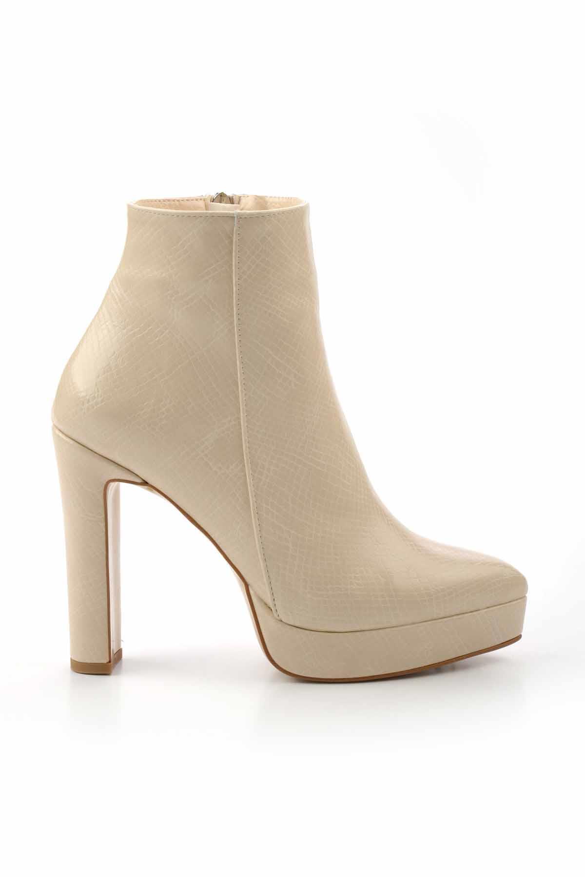 Bej Yılan Baskı  Kadın Bot & Bootie K02926060507