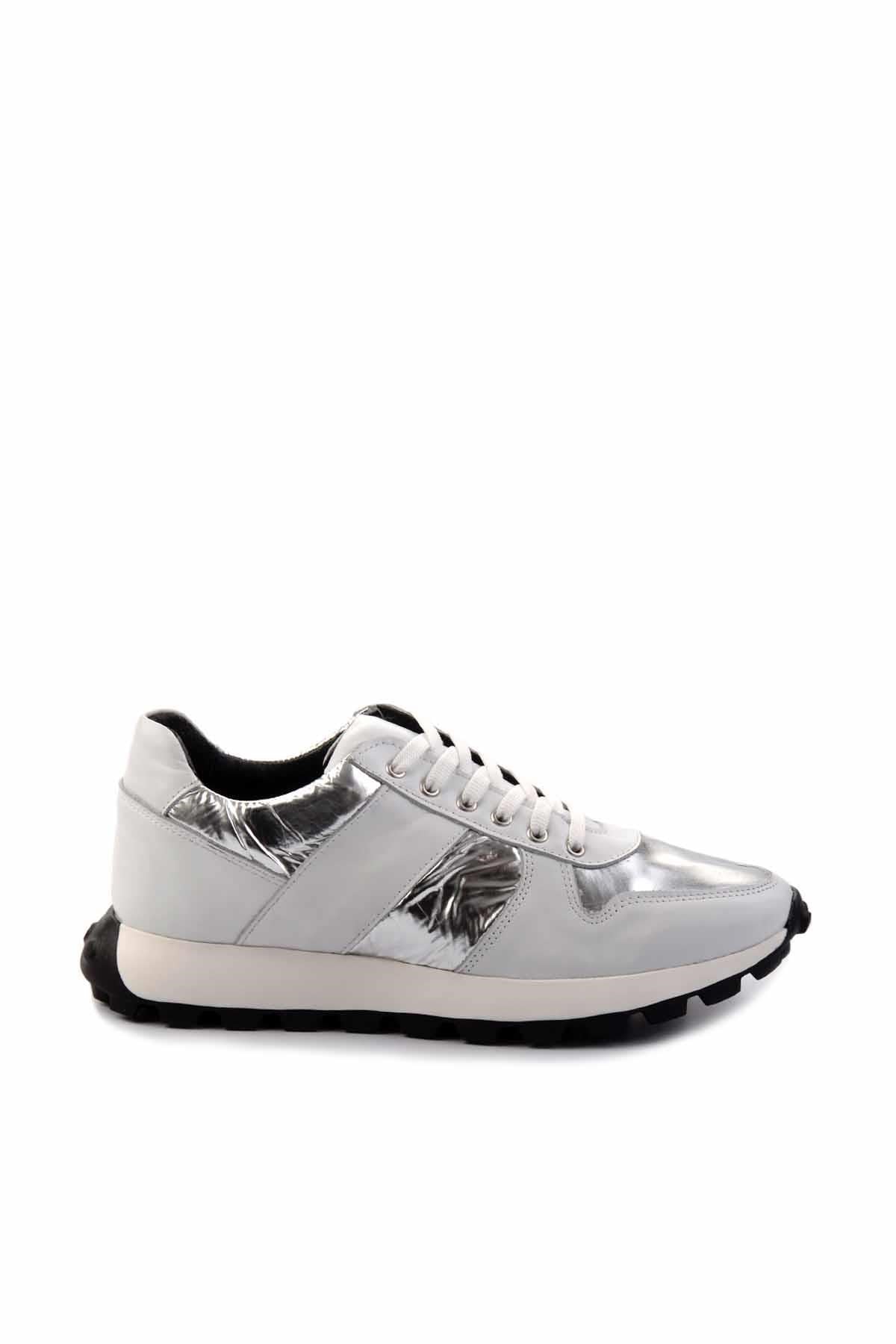 Beyaz Beyaz Hakiki Deri Erkek Sneaker E01401086603