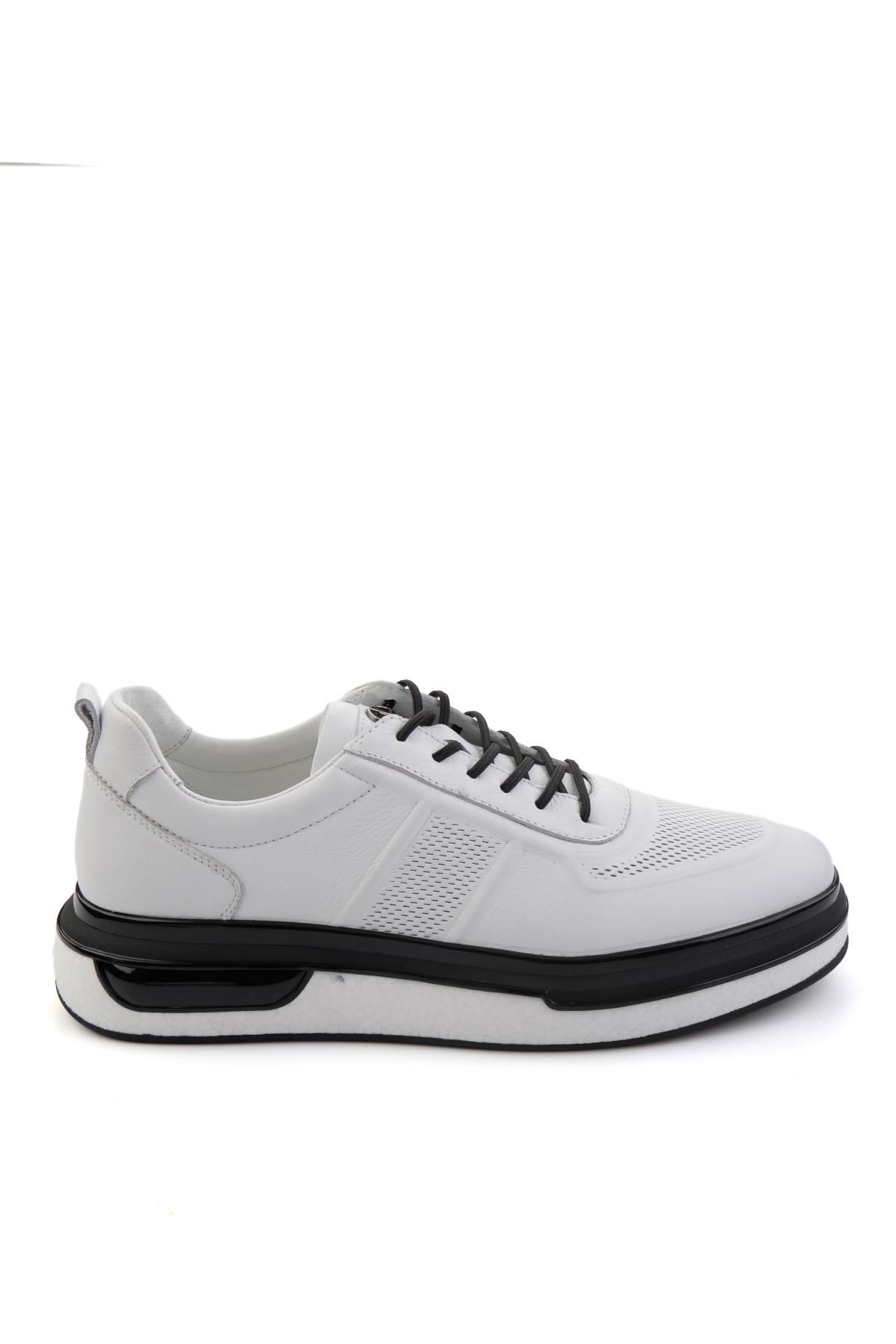 Beyaz Hakiki Deri Erkek Sneaker E01018250303