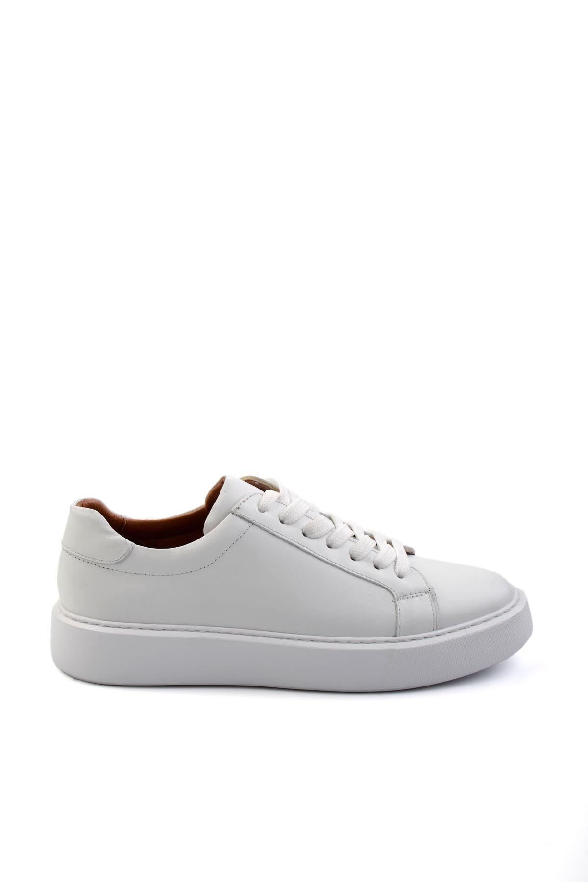 Beyaz Hakiki Deri Erkek Sneaker E01079971043