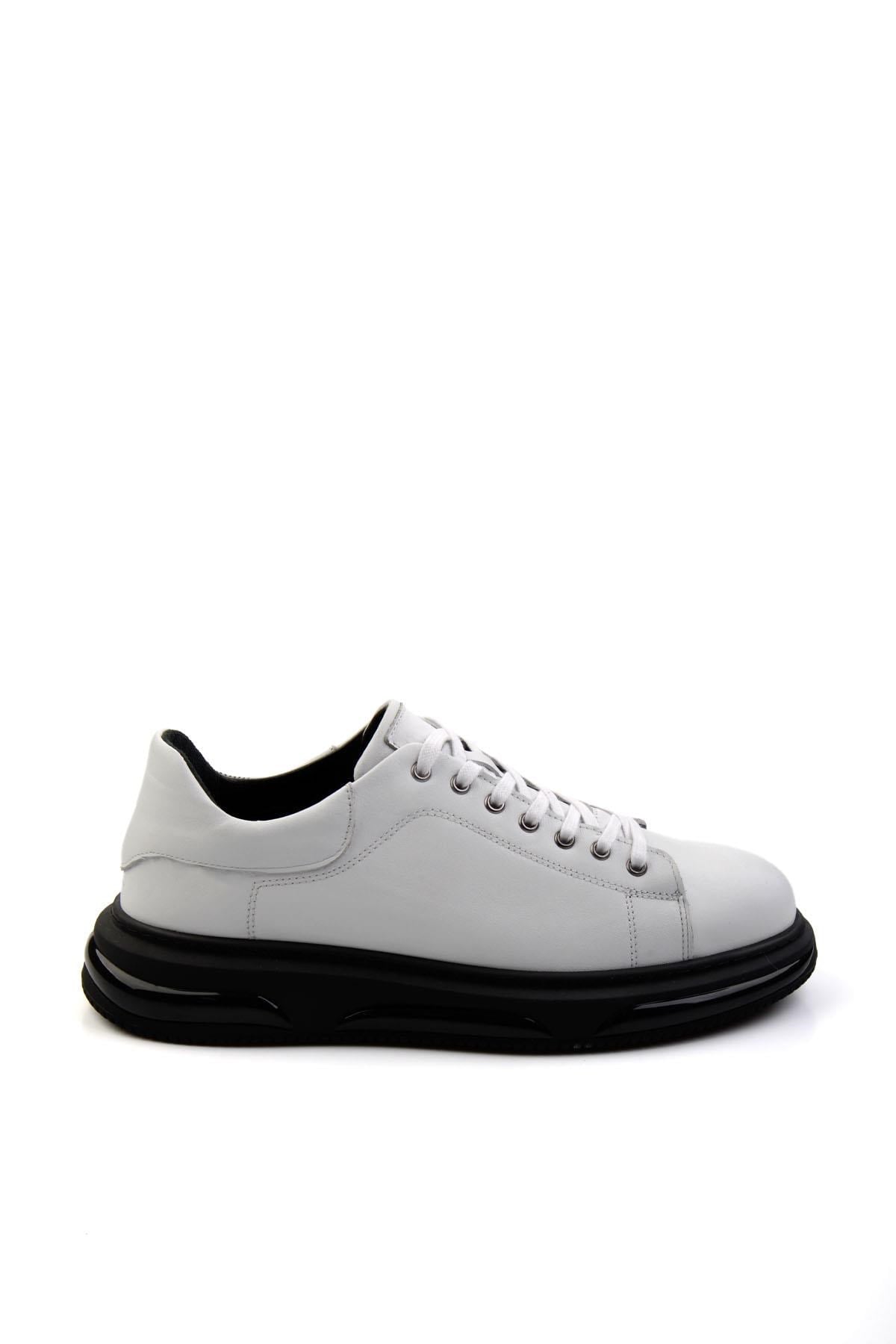 Beyaz Hakiki Deri Erkek Sneaker E01080120903