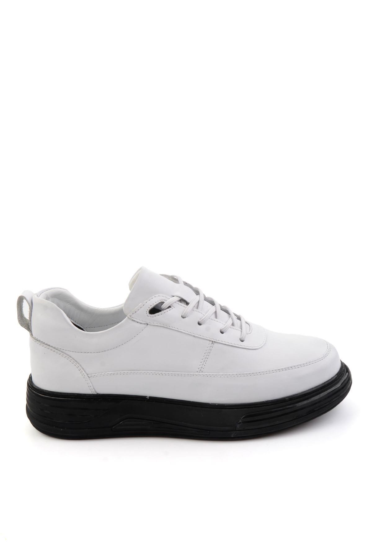 Beyaz Hakiki Deri Erkek Sneaker E01080256343