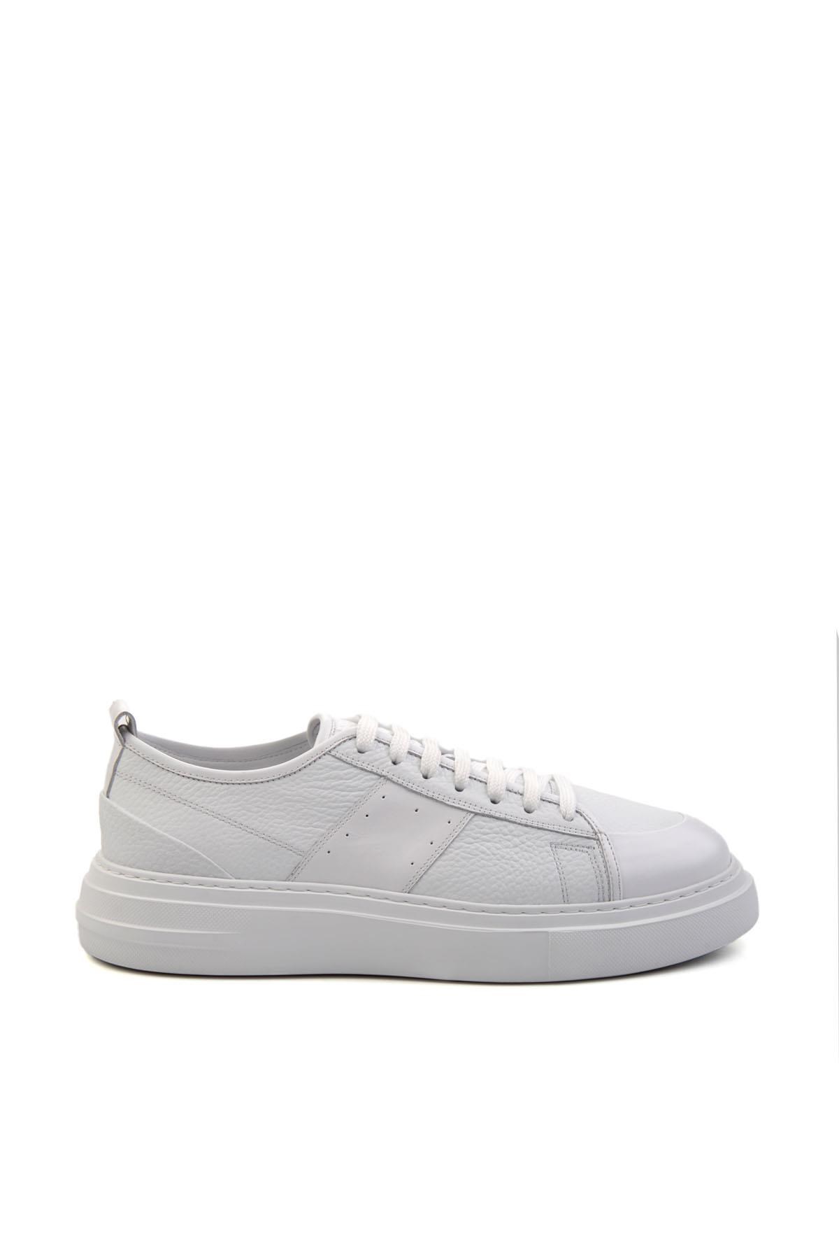 Beyaz Hakiki Deri Erkek Sneaker E01083018003