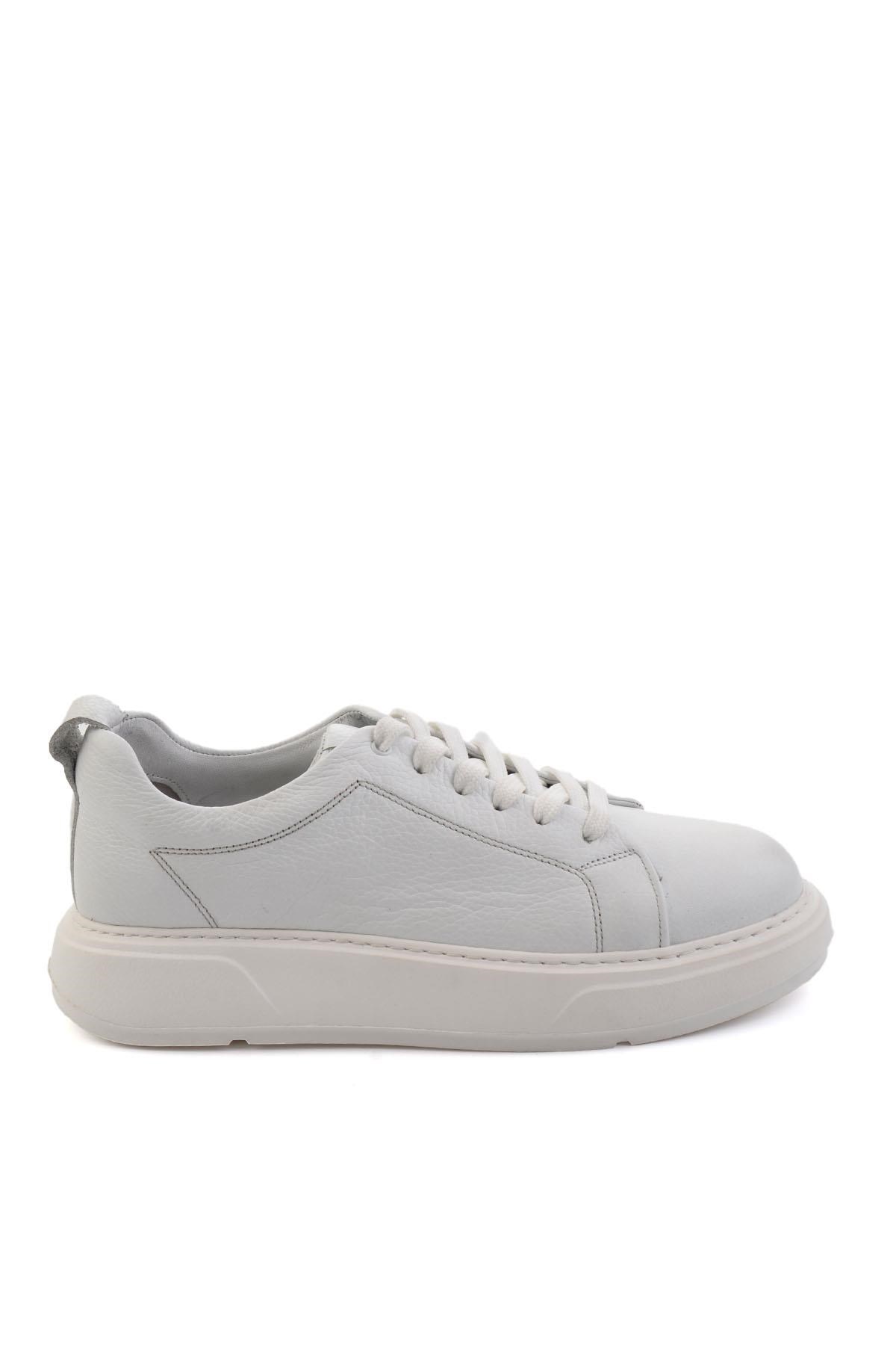 Beyaz Hakiki Deri Erkek Sneaker E01089006803