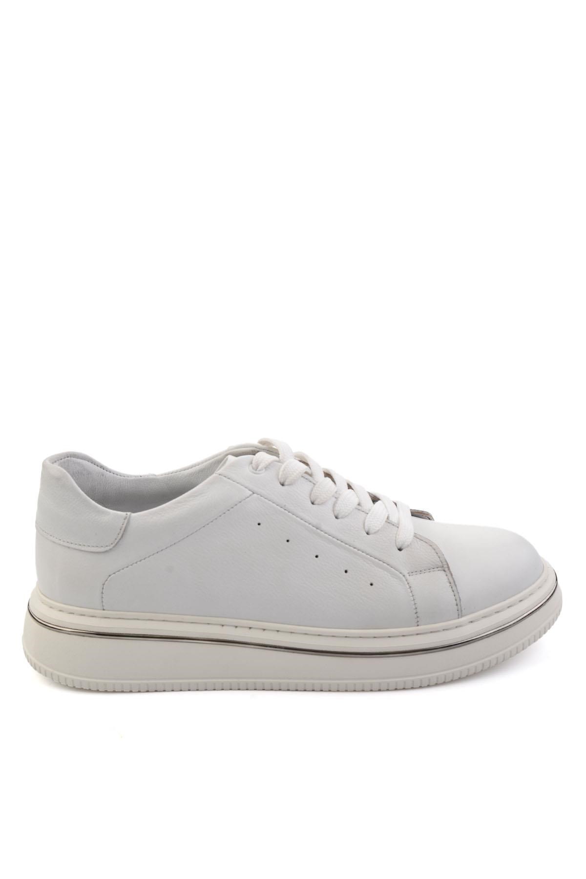 Beyaz Hakiki Deri Erkek Sneaker E01089006541