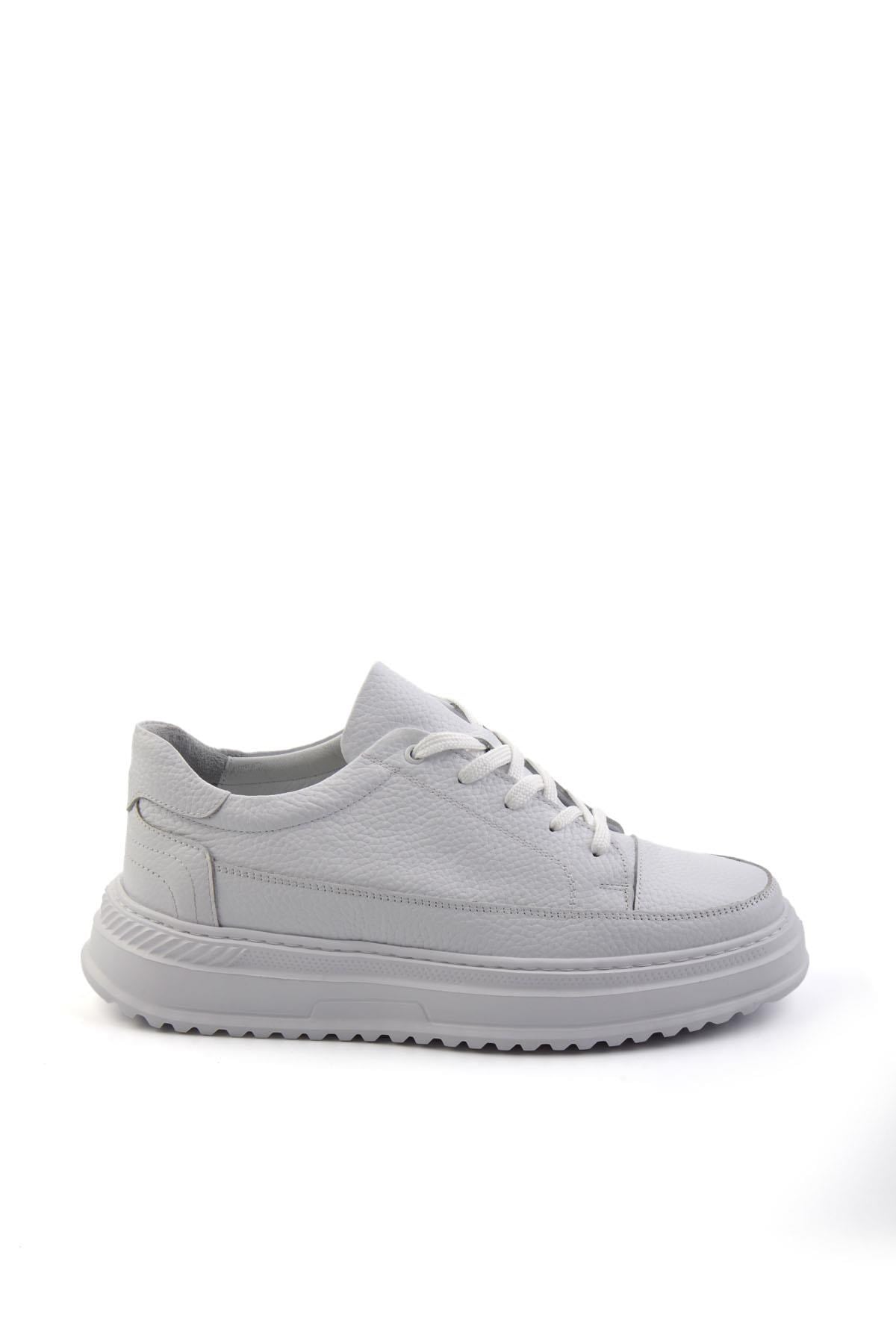 Beyaz Hakiki Deri Erkek Sneaker E01304005503