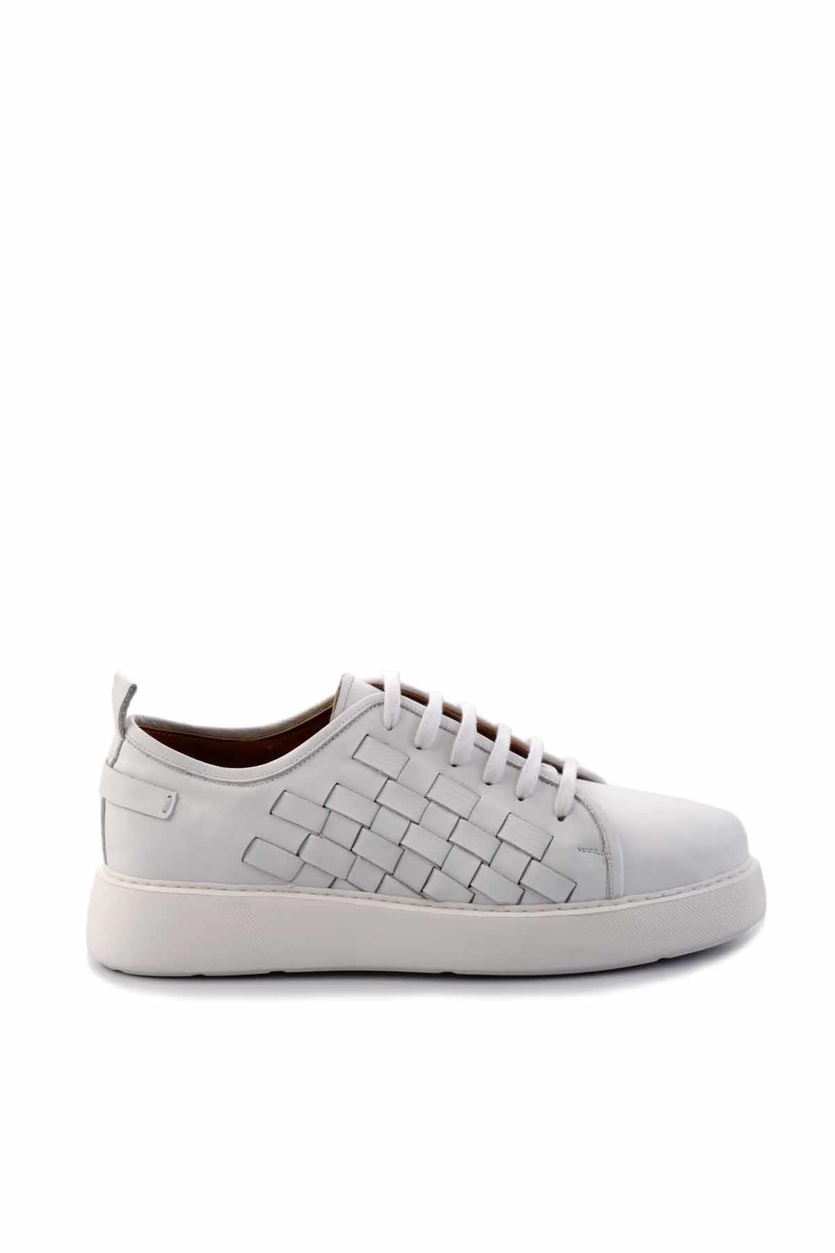 Beyaz Hakiki Deri Erkek Sneaker E01310111741